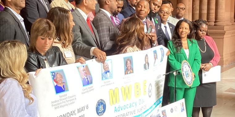 Senator James Sanders, Elected Officials and MWBEs at Albany