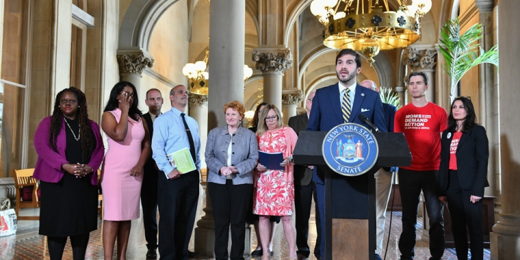 Senator Andrew Gounardes joins parents, experts and lawmakers at a press event in Albany to reform harmful school lockdown drills.