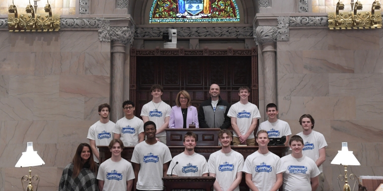Senator Helming Welcomes the Finger Lakes Community College Men’s Volleyball Team to the State Capitol