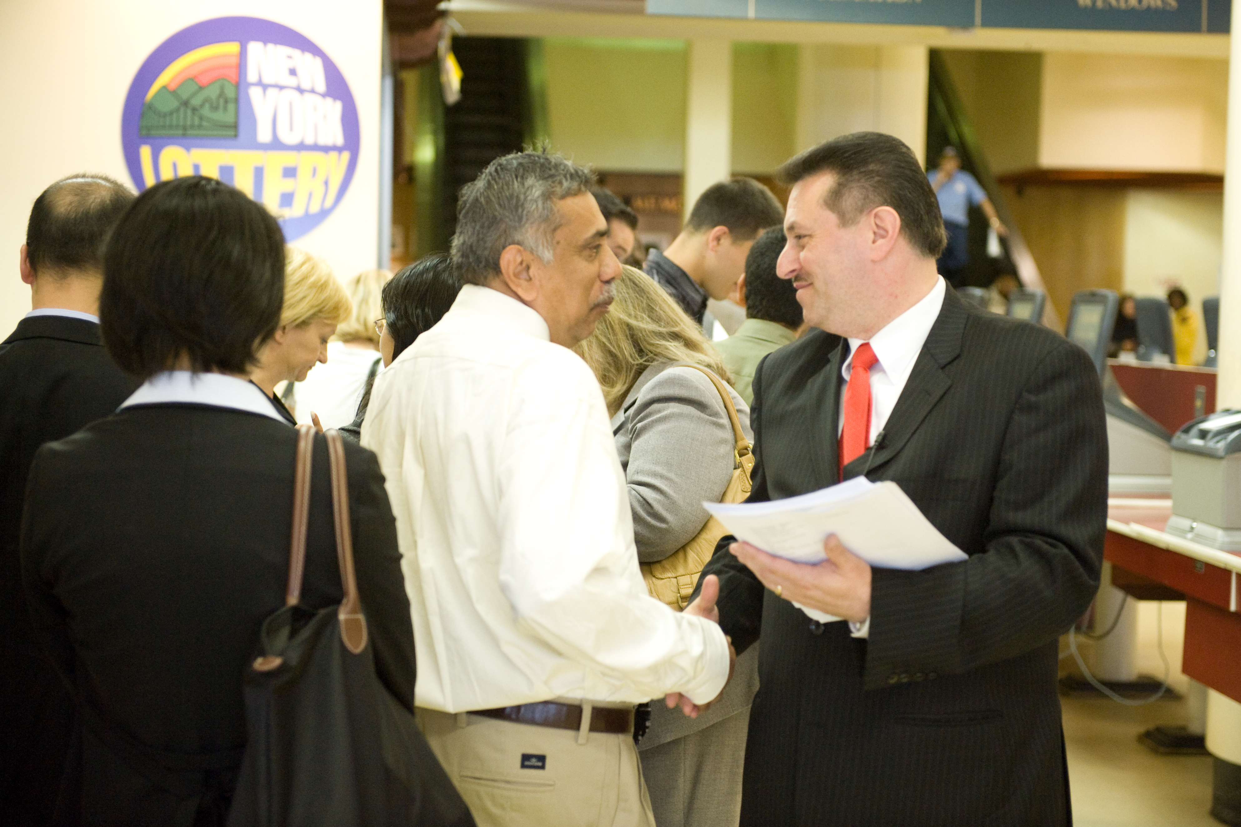 Grateful job seekers thanking the senator for holding a job fair at ...