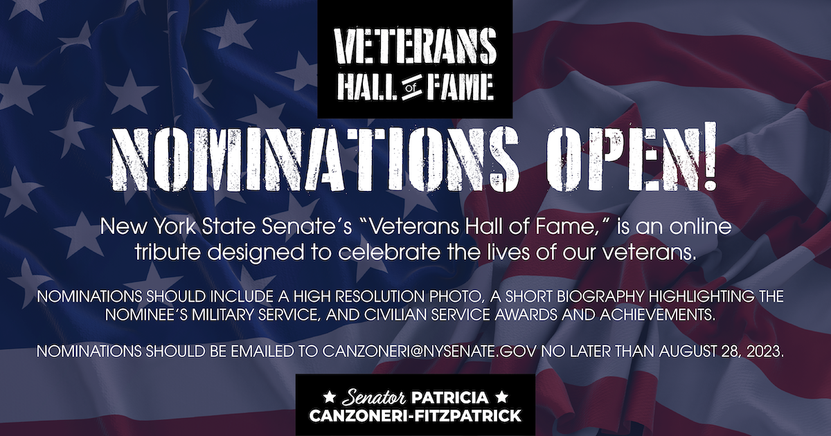Veterans Hall of Fame Nominations are Now Open! NYSenate.gov