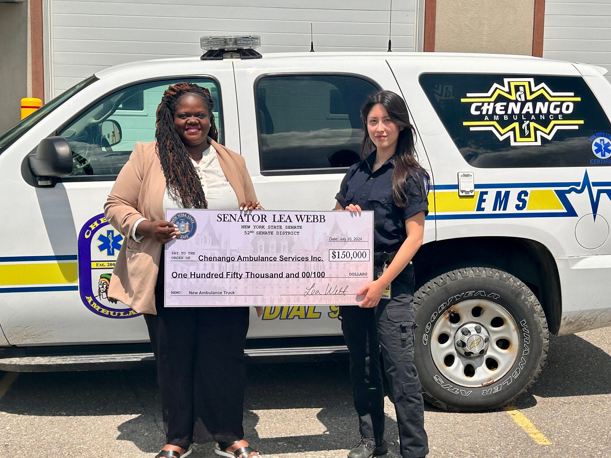 Senator Lea b Secures 150,000 for Chenango Ambulances Services in