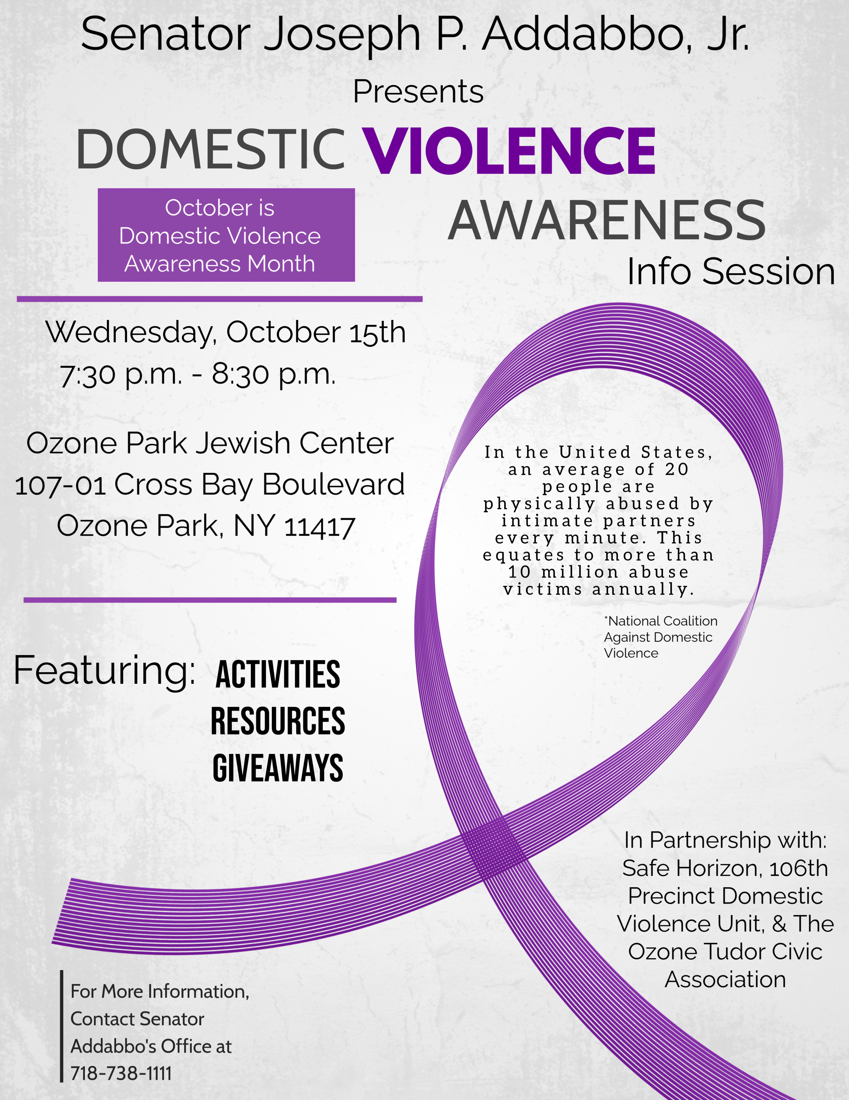 Senator to Host Domestic Violence Awareness Month Event | NYSenate.gov