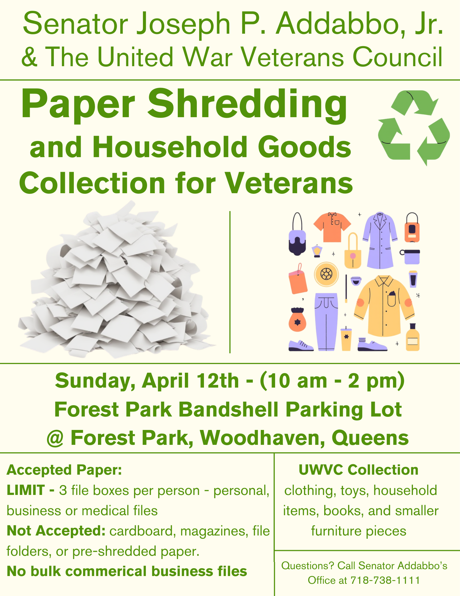 Spring Paper Shredding & Household Goods Collection for Veterans ...
