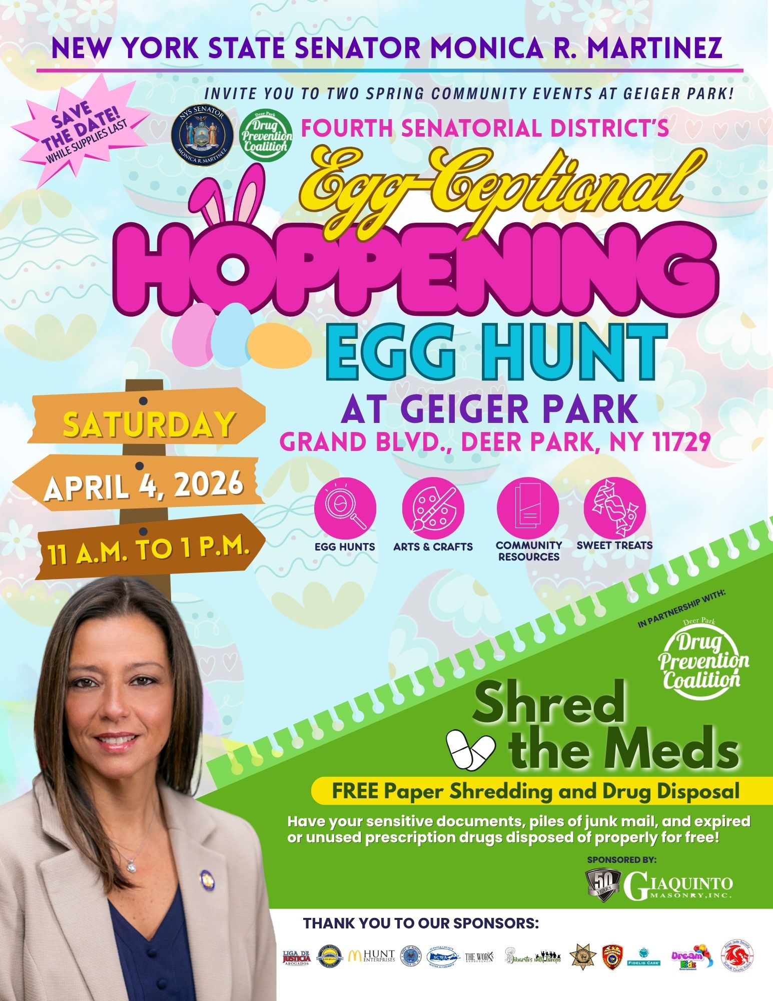 Image of Senator Martinez's 2026 Egg-ceptional Egg Hunt Flyer in English