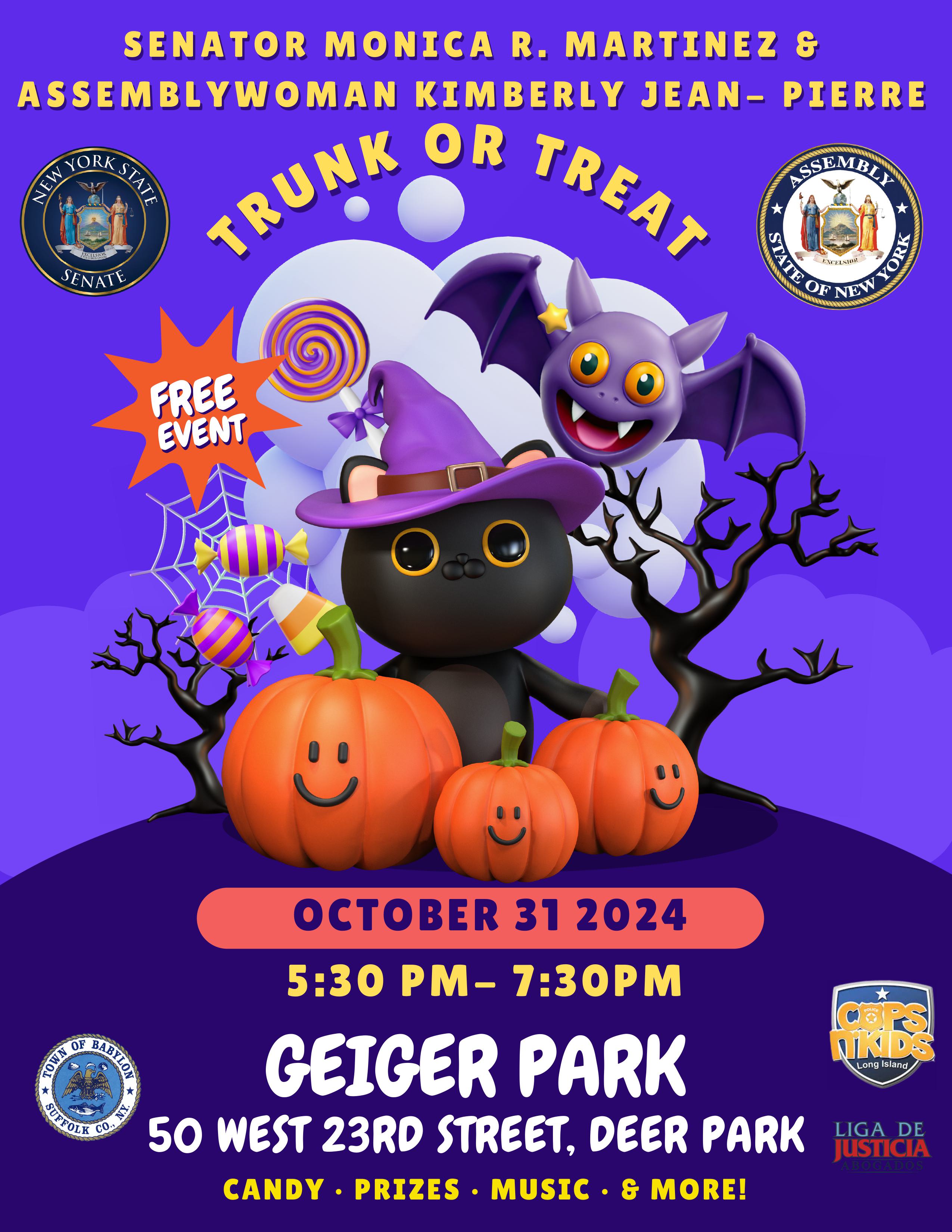 Image of 2024 Trunk or Treat Flyer. Listed is Event Details