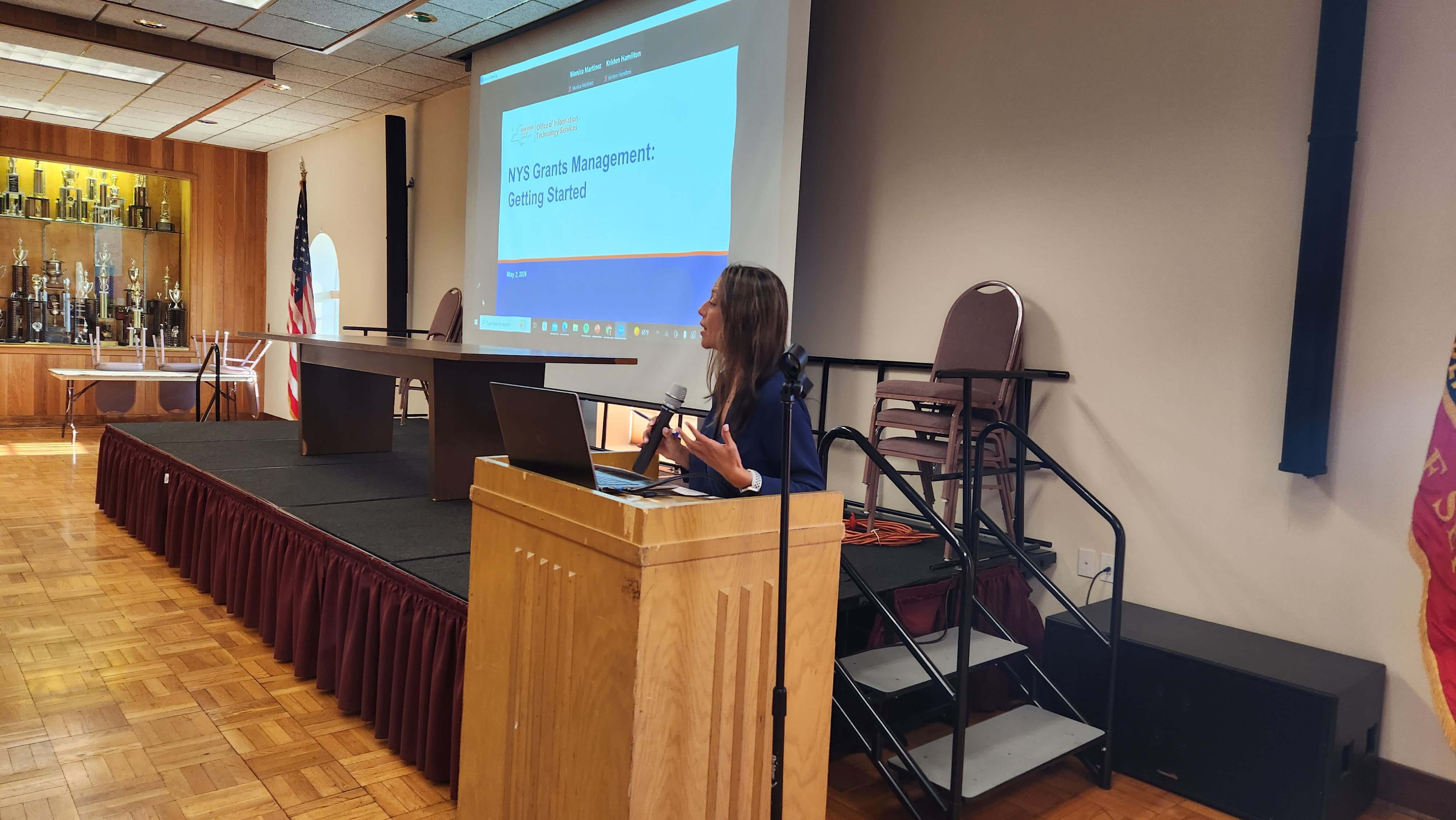 NYS Senator Monica R. Martinez welcomes participants of a grant writing workshop.