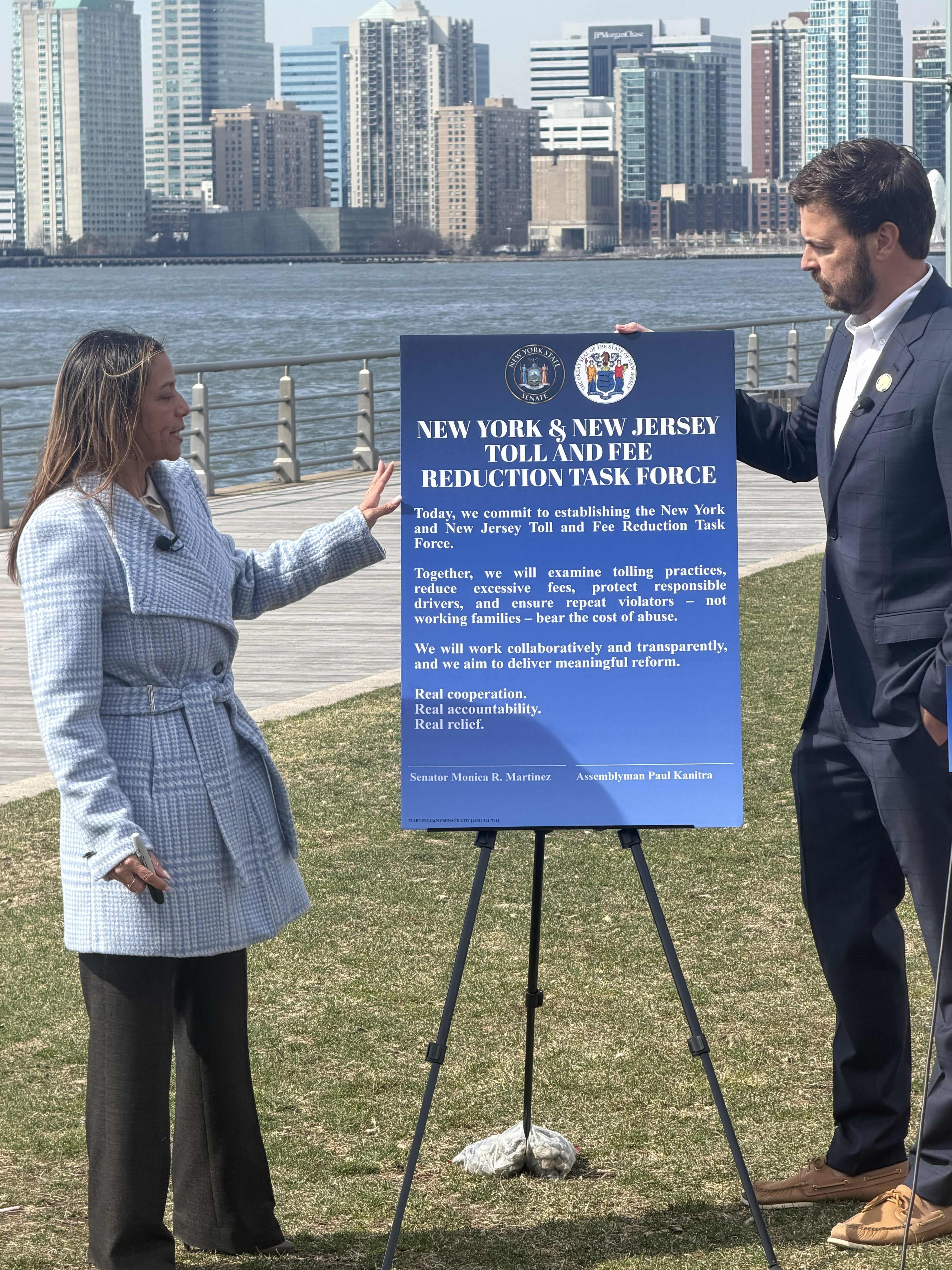 Photo (left to right): NY state Sen. Martinez and NJ Assemblyman Kanitra, pledge continued collaboration to protect motorists from overly onerous fees and fines. 