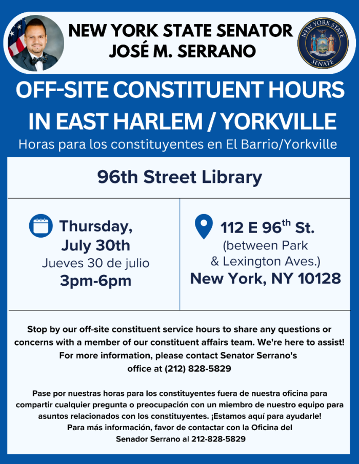 Off-Site Constituent Hours at 96th Street Library