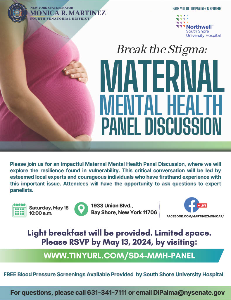 May 18, 2024 Maternal Mental Health Panel Discussion Flyer Image With Link to PDF Version