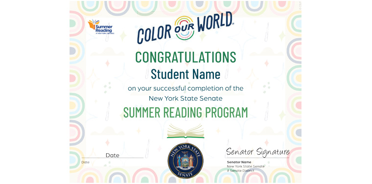 Summer Reading Certificate graphic