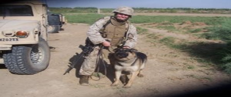 Marine Cpl. and Purple Heart recipient Megan Leavey and combat dog