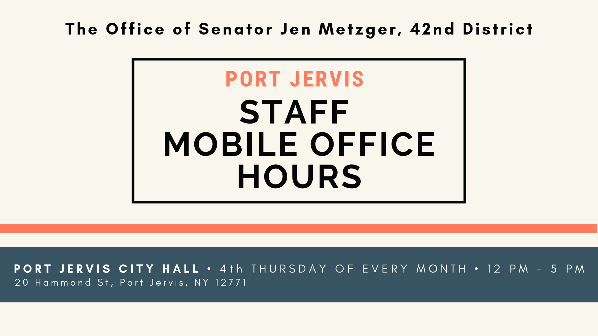 Staff Mobile Office Hours Port Jervis (Recurring) NYSenate.gov