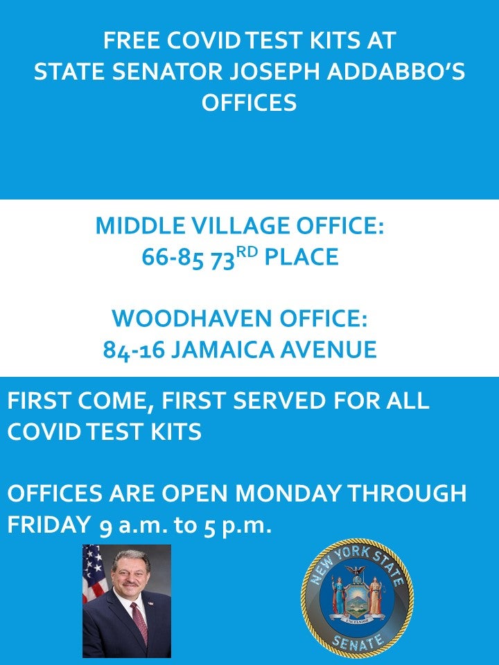 Addabbo's offices have free COVID test to giveaway to the community