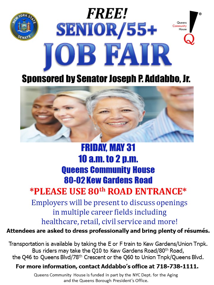 Addabbo announces senioronly job fair in Kew Gardens this May