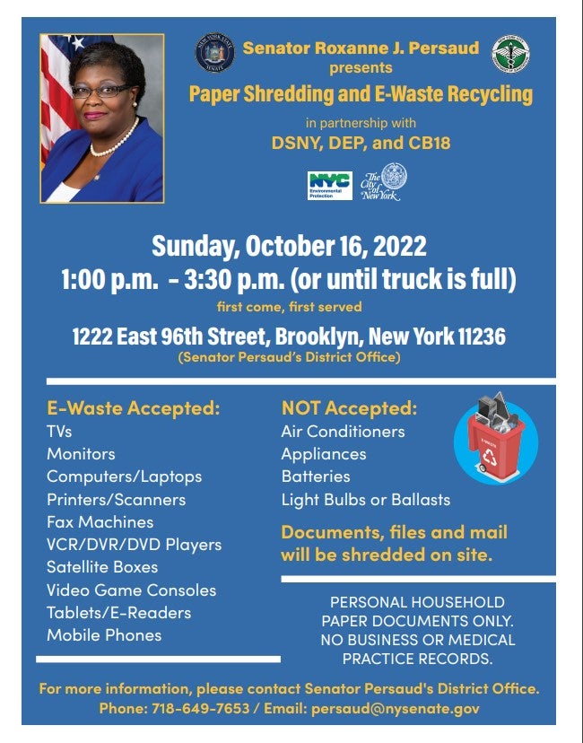 Paper Shredding & EWaste Recycling on Sunday Oct 16, 2022 from 1330p