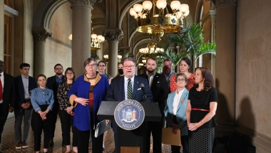 Sen. Harckham with environmental advocates in Albany