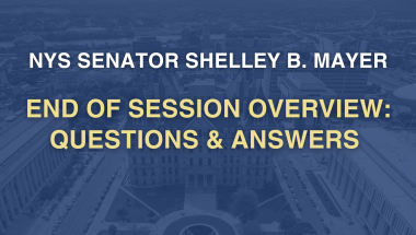 Graphic: NYS Senator Shelley Mayer hosts End of Session Overview with Q&A