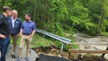 Photo of Senator Rolison Assessing Community Damage