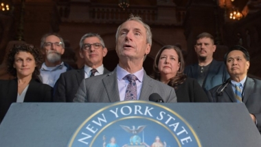 Senator Sean Ryan speaks at an Albany press conference about banning noncompete agreements