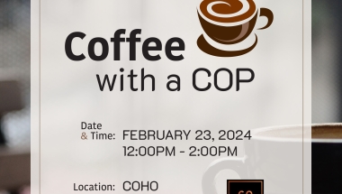 Senator Dean Murray invites you to Coffee with a Cop on February 23, 2024 from 12:00PN to 2:00pm at COHO, 62 West Main Street, Patchogue, NY 11772.  Stop by, say hello and meet your local law enforcement officers from the Suffolk County Police Department.  Hope to see you there!
