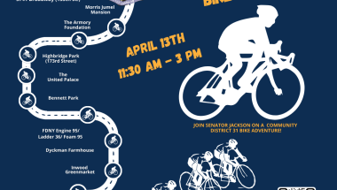 Join me on April 13th for an exciting bike tour through the lively streets of Northern Manhattan! My team and I will be cycling through these vibrant streets, engaging with constituents, delving into historical sites, community organizations, small businesses, the farmers market, and catching the first Inwood Little League game of the year! Check out the flyer for tour stops and pick your spot to join the journey.