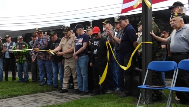 Mike Cody, middle, and others at dedication of Wallkill Vietnam Wall.