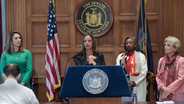 Senator Martinez speaks about a vote on an increase in the fire and ambulance volunteer tax credit during a press conference on EMS related legislation held at New York State Capitol on May 29, 2024.