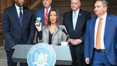 Photo: Senator Martinez discusses legislation to reduce youth vaping during a press conference held at the New York State Capitol on March 11, 2024.