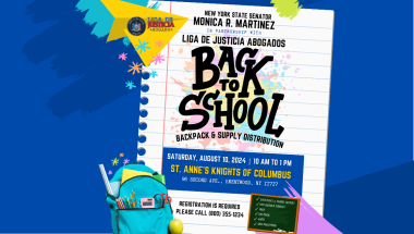 Senator Monica R. Martinez Back to School Backpack & Supply MRM Brentwood Backpack Flyer