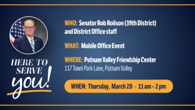 Senator Rolison's Mobile Office Hours at the Putnam Valley Friendship Center on March 20, 2025