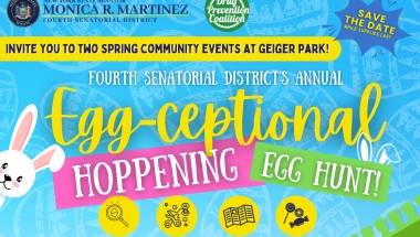 Image of Flyer of Senator Martinez's Egg Hunt on April 19, 2025 in Deer Park.