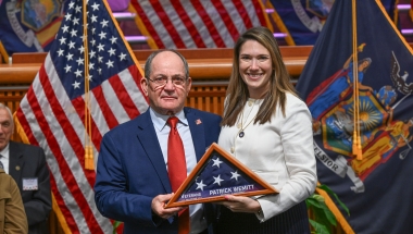 Senator Michelle Hinchey and Patrick Wemitt at the NYS Senate Veterans’ Hall of Fame Ceremony in Albany on Tuesday, May 27, 2025.