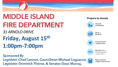 Middle Island Blood Drive Flyer