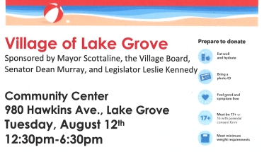 Village of Lake Grove Blood Drive Flyer