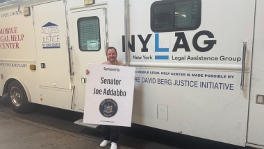 William Steiner, staff attorney for NYLAG, was on site to help constituents.