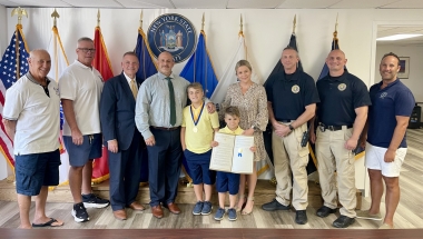 Senator Steve Rhoads Awards 9-Year-Old Carter Santelmo with New York State Liberty Medal for Heroic Life-Saving Act