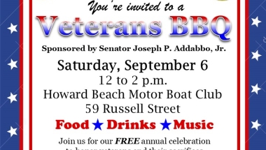 Veterans who live in Senator Addabbo's District are invited to a free BBQ.