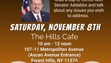Join Senator Addabbo for a Java with Joe event.