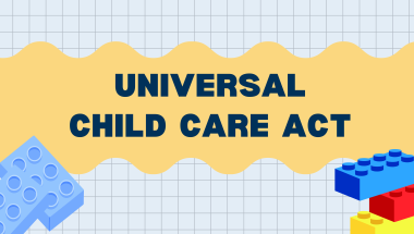 Colorful banner with the words Universal Child Care