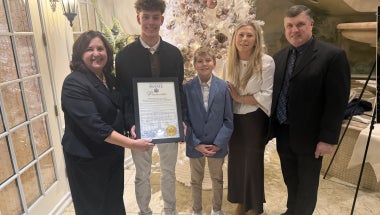 Senator Patricia Canzoneri-Fitzpatrick, honored Filip Beben for Exemplary Leadership and Character