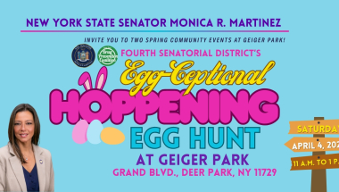 Banner Image with the Name of the "Egg-Ceptional Hoppening Egg Hunt" with some details about date, time, location and sponsor.