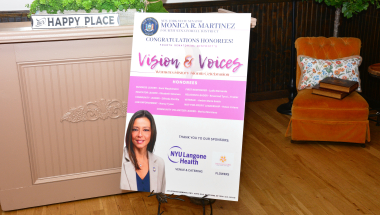 Photo image of a sign in a room welcoming attendees to state Sen. Monica R. Martinez's Women's History Month recognition ceremony.