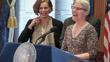 Members of the Senate Majority field media questions on environmental bills.