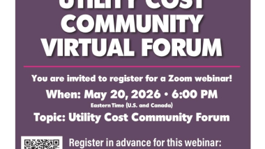 Utility Cost Community Forum May 20th, 2026, 6:00 PM, Virtual 