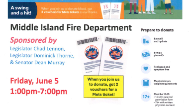 Middle Island Blood Drive Flyer