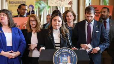 Senator Kristen Gonzalez at NY4ALL rally in Albany 2025
