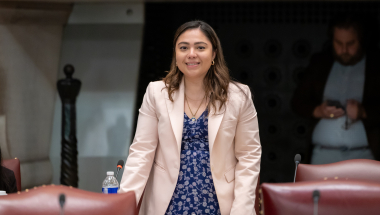 Senator Kristen Gonzalez speaking during the legislative session