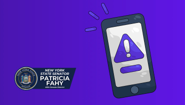 Purple phone alert graphic