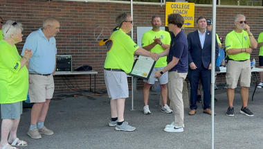 Presentation of proclamation to John Pepper's father